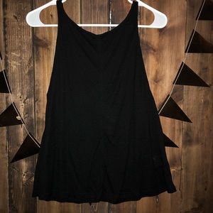 Free People Black Ribbed Tank Low Back